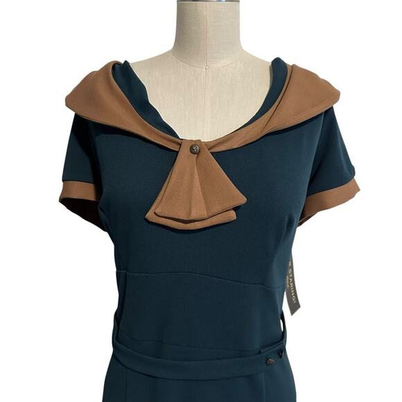 NWT Stop Staring! Army Green Raileen Fitted Dress Plus 16 - Picture 2 of 11